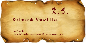 Kolacsek Vaszilia névjegykártya